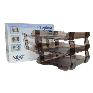 Papelera Sablon acrílica 3 niveles carta